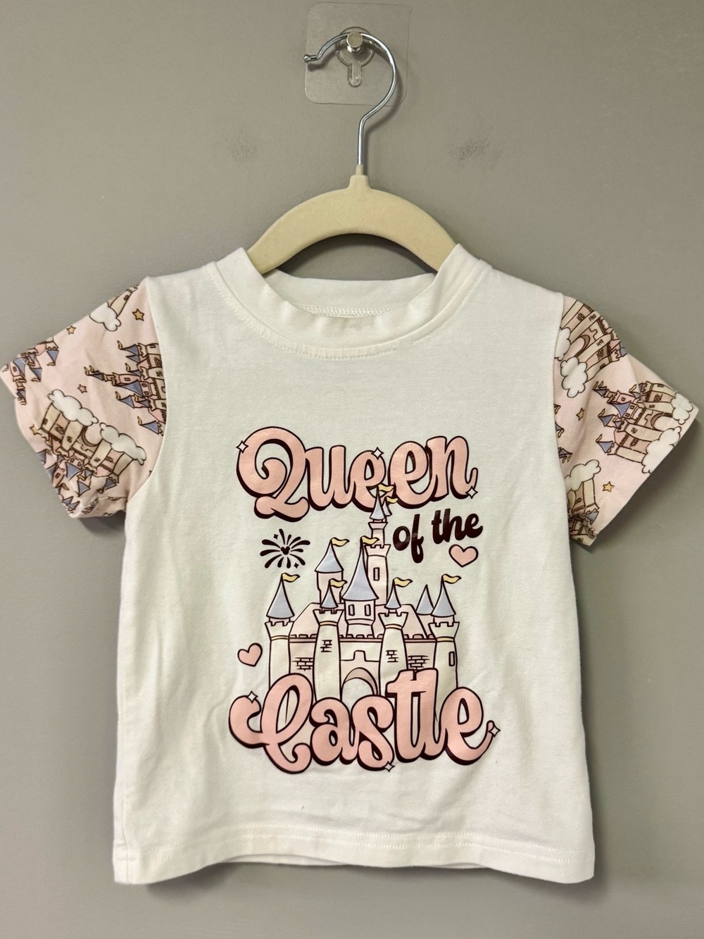 Little Girls' Pink & White "Queen of the Castle" Graphic Tee